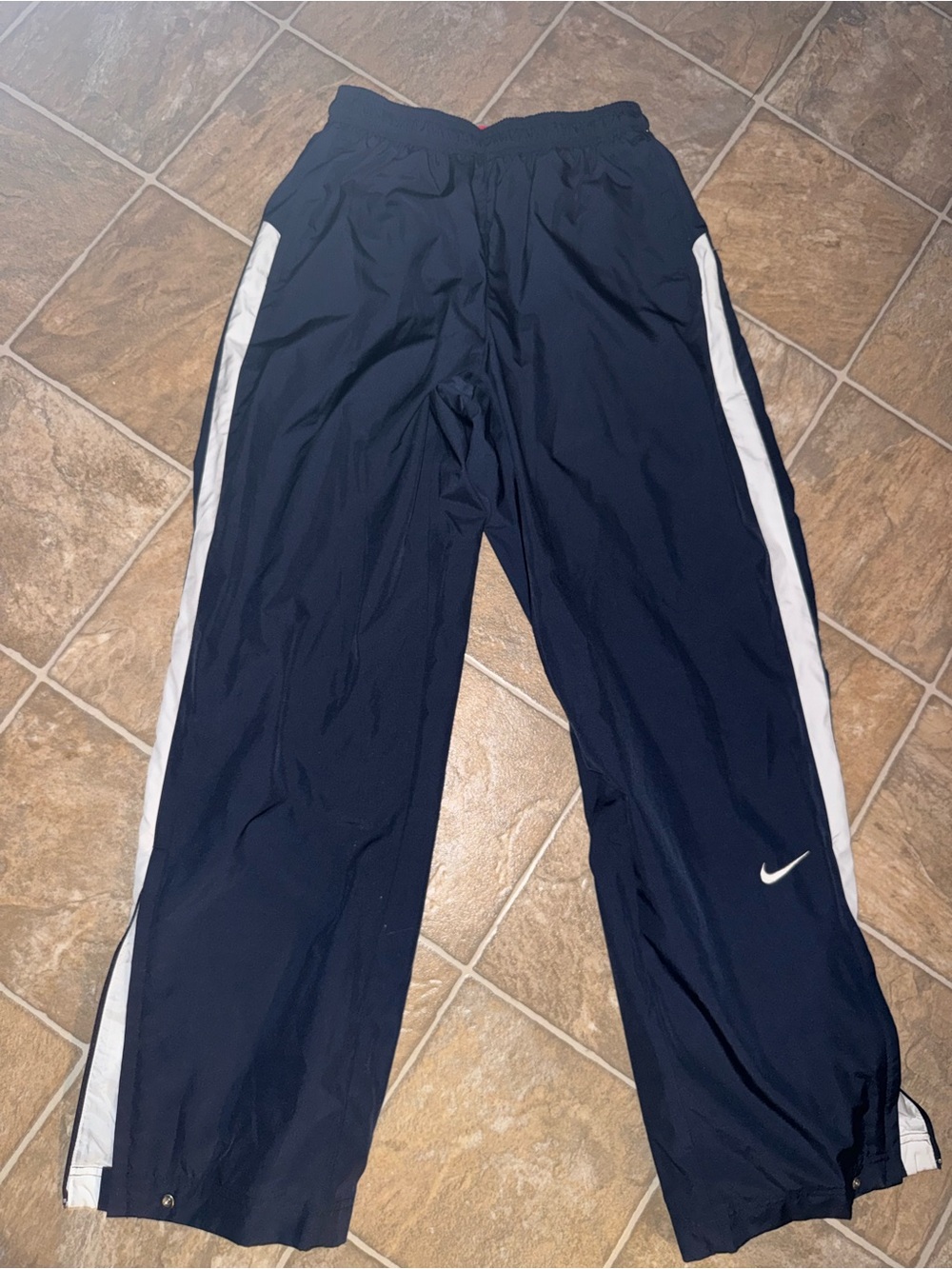 Nike Vintage Y2K Navy Track Pants with White Side Stripes